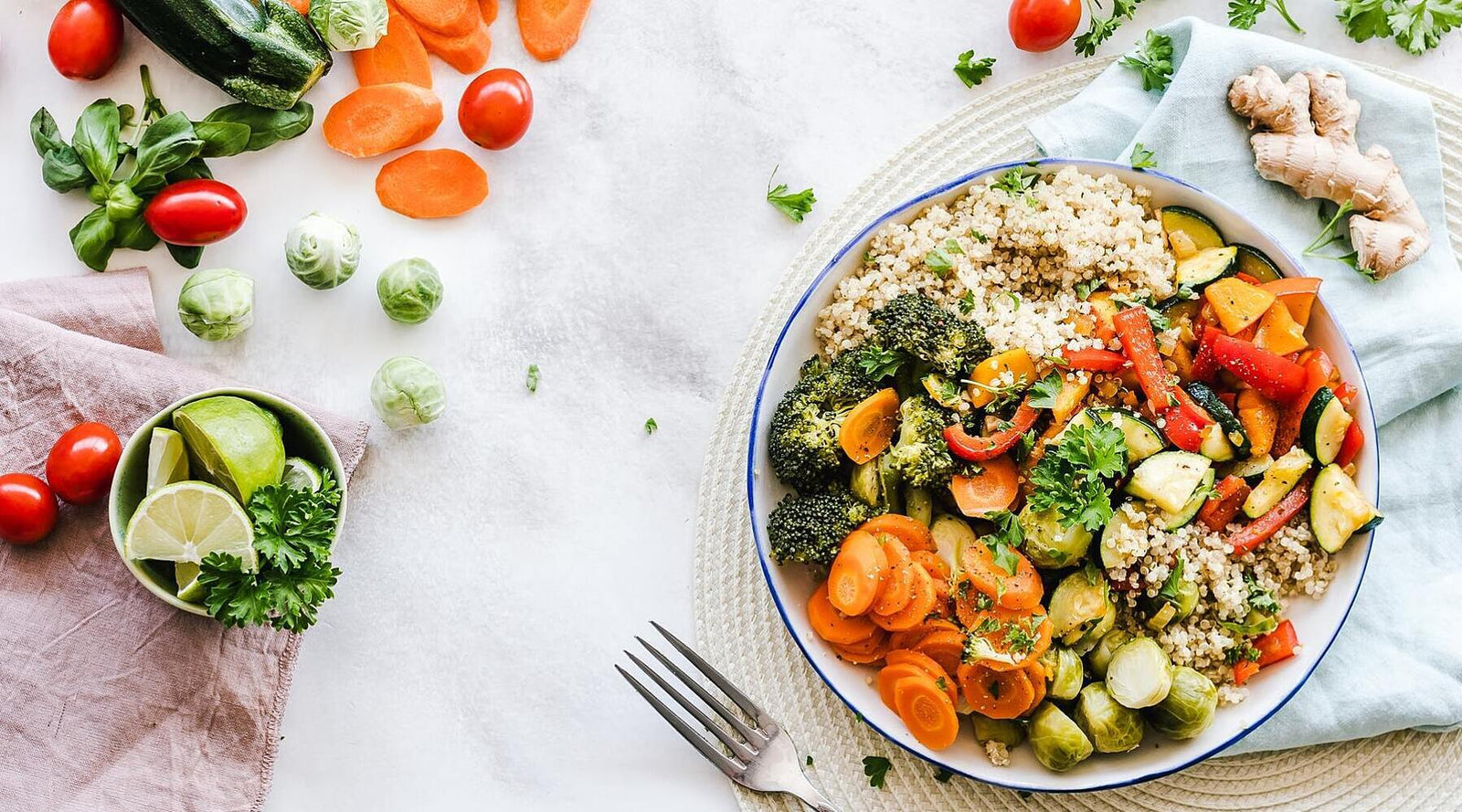 A salad on a table for balanced blood sugar