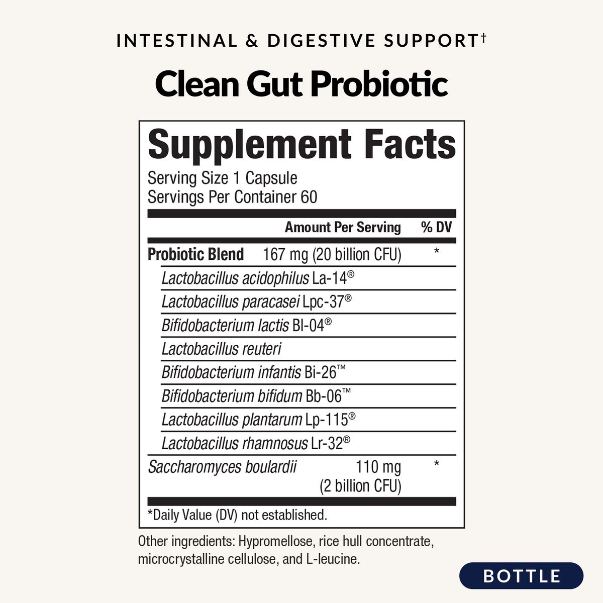 Clean Gut Probiotic - Supplement Facts