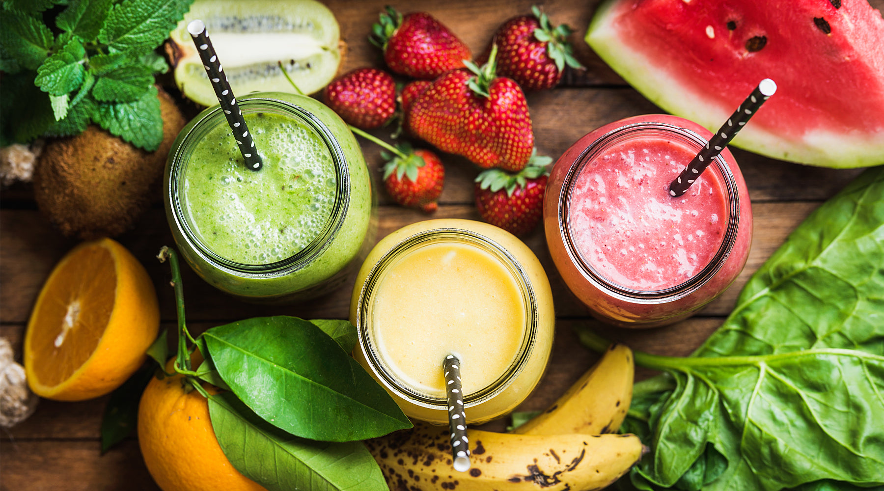 Fresh fruit and vegetable smoothies