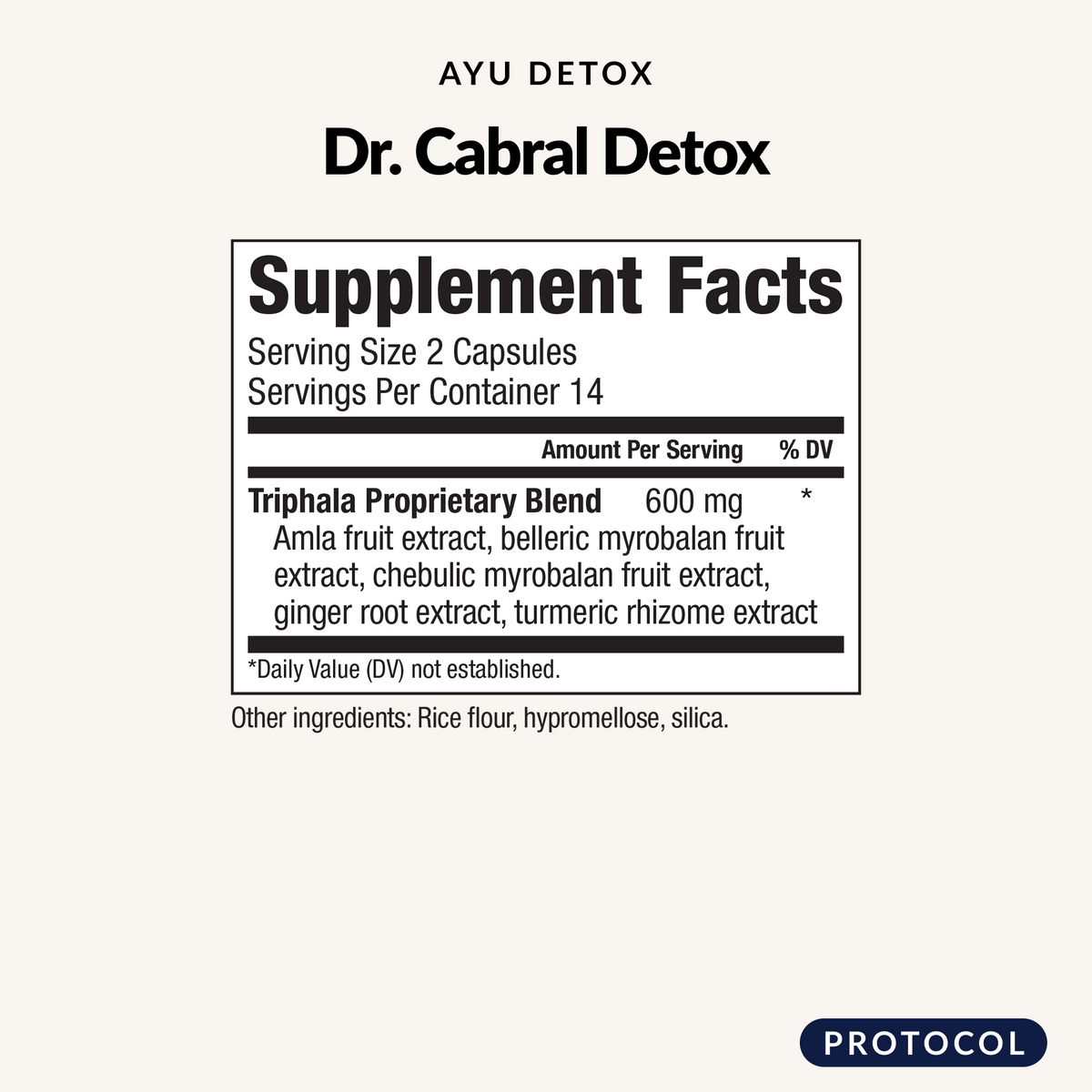 Dr. Cabral Detox Chocolate - AYU Detox Supplement Facts