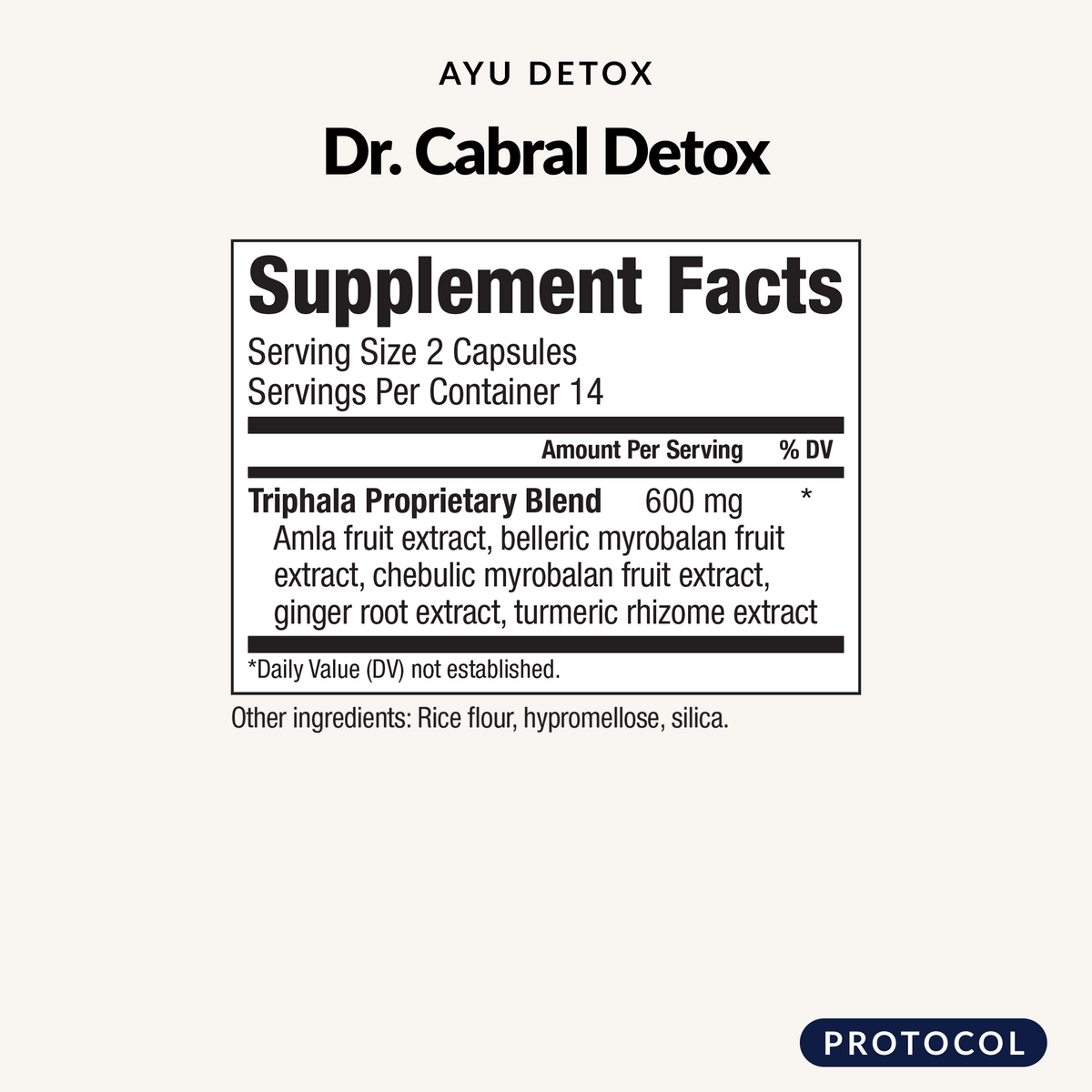 Dr. Cabral Detox Vanilla - AYU Detox Supplement Facts