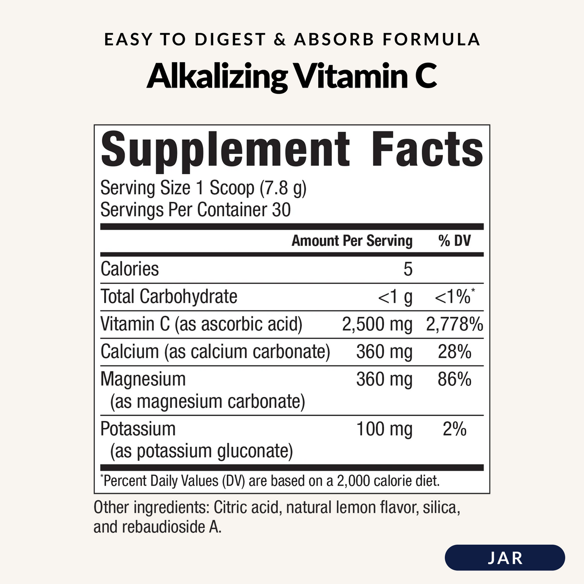 Alkalizing Vitamin C - Supplement Facts
