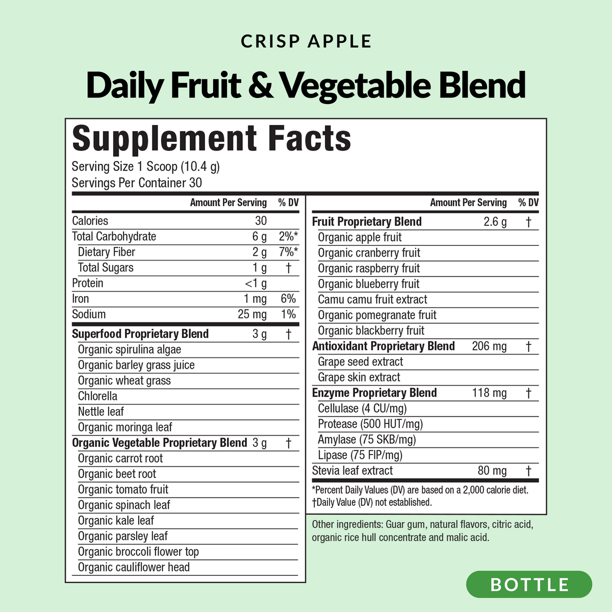 Daily Fruit and Vegetable Blend Crisp Apple - Supplement Facts