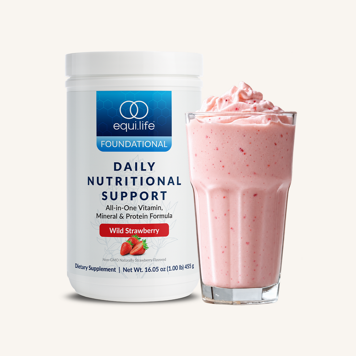 Daily Nutritional Support Strawberry - Bottle - Front