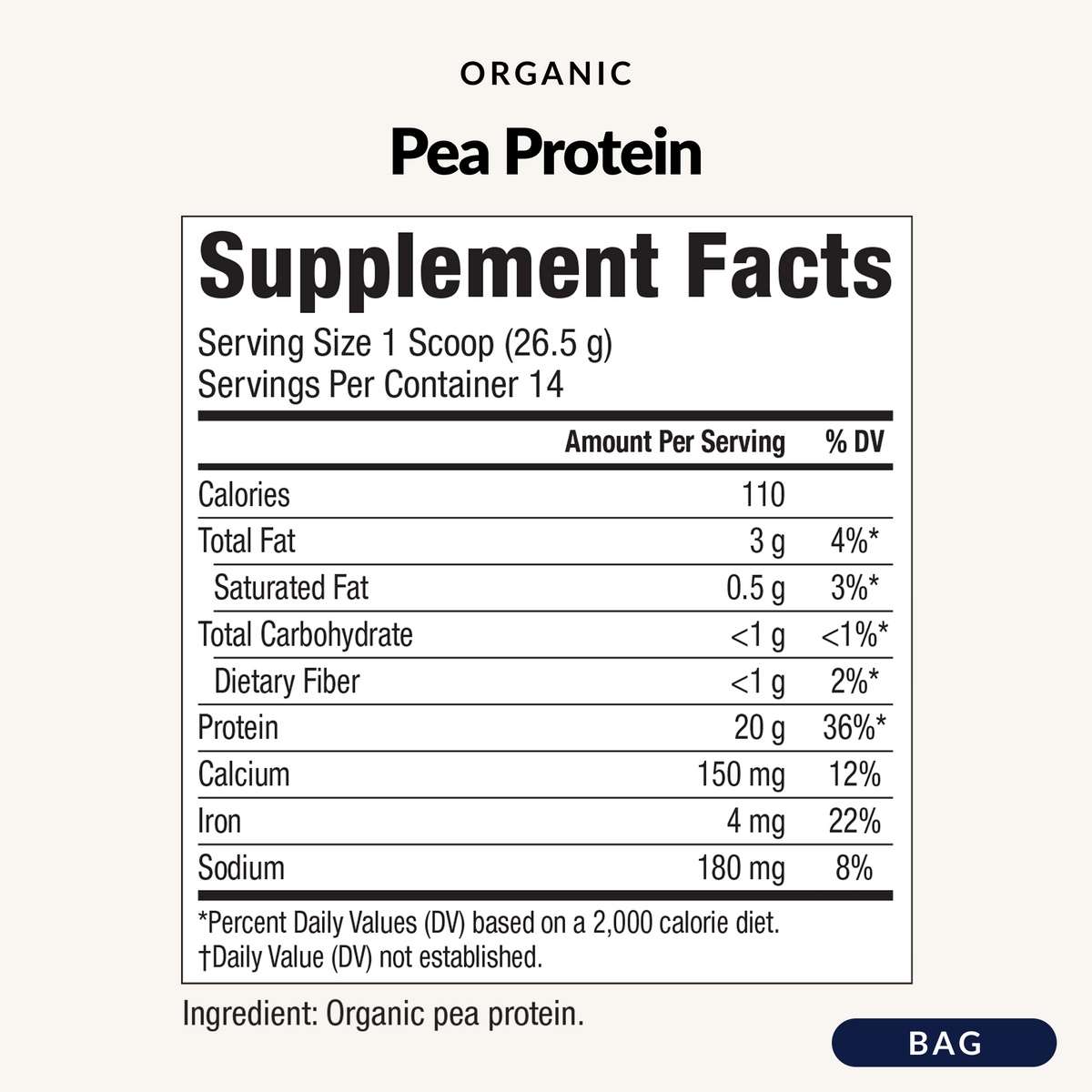 Organic Pea Protein - Supplement Facts