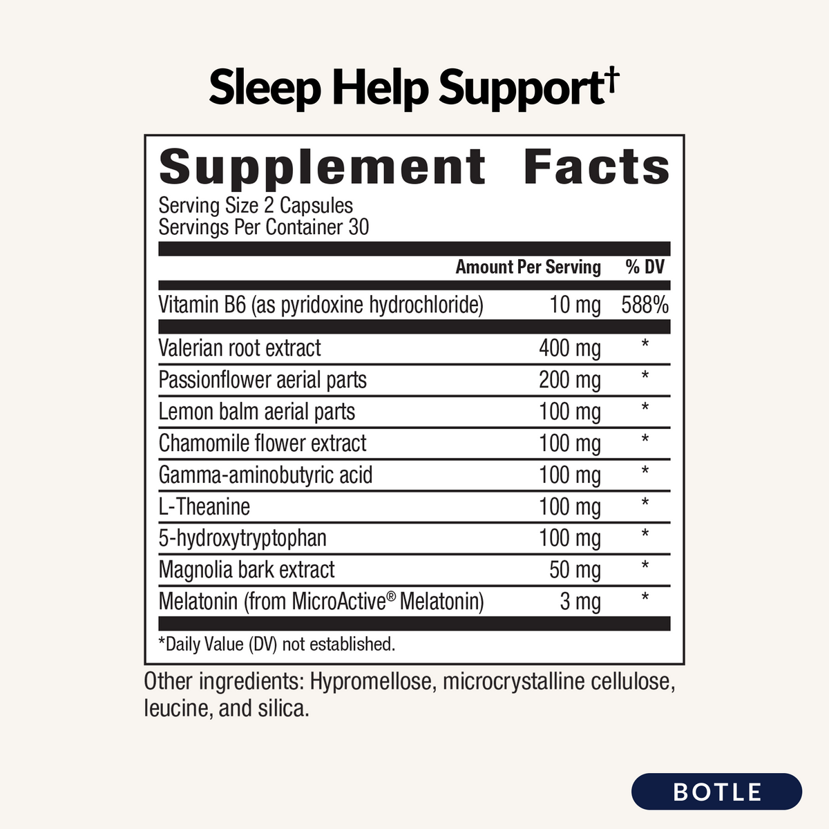 Sleep Help Support - Supplement Facts
