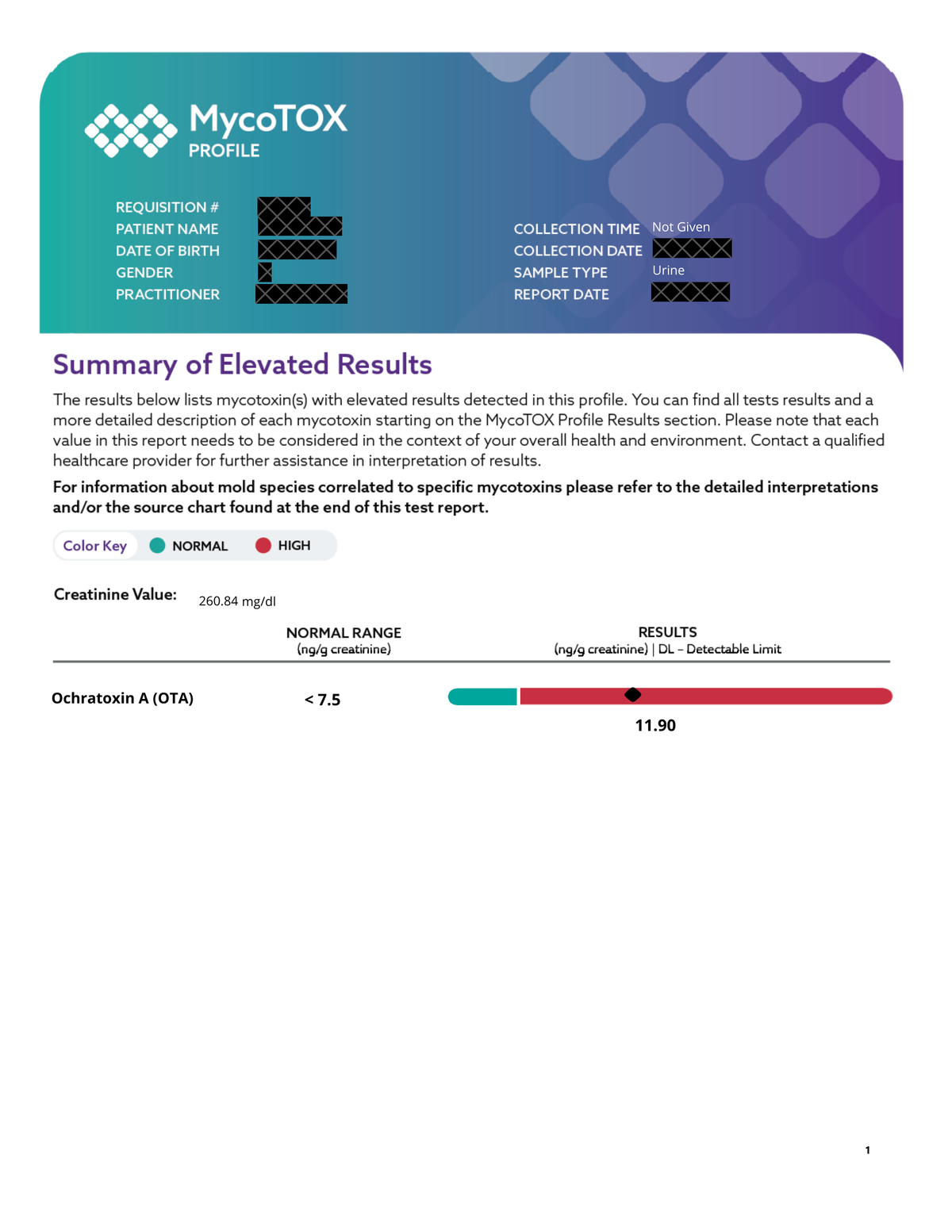 EquiLife Mold Toxicity Test Lab Result Page 1