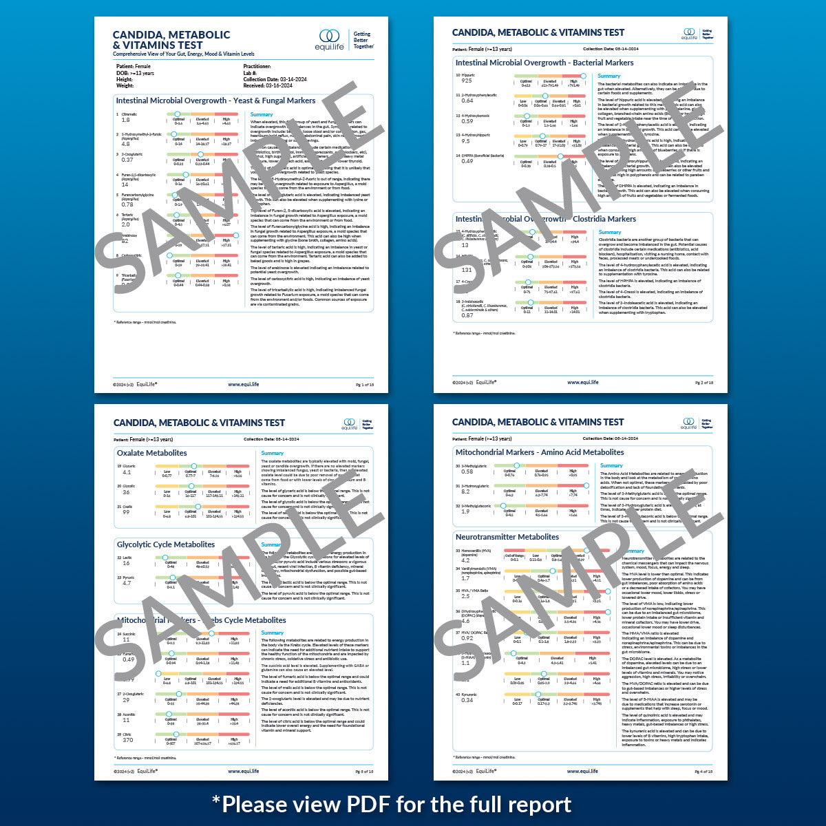 Candida, Metabolic &amp; Vitamins Test
