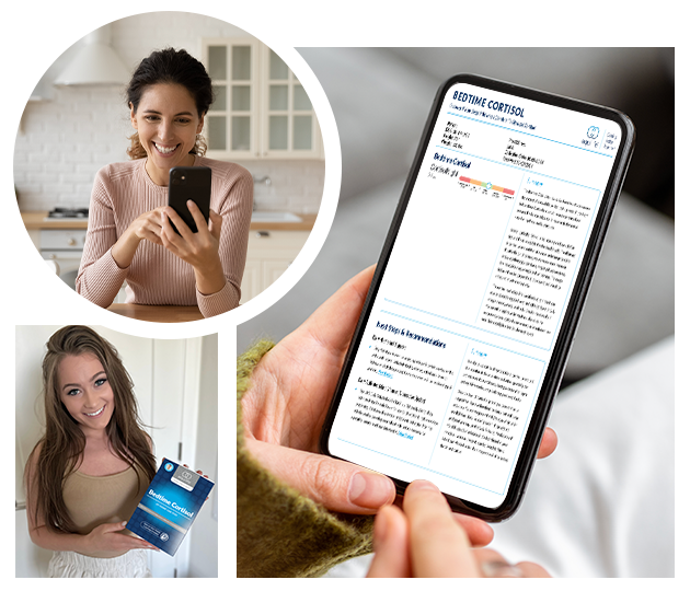 EquiLife Bedtime Cortisol Test results shown on a phone