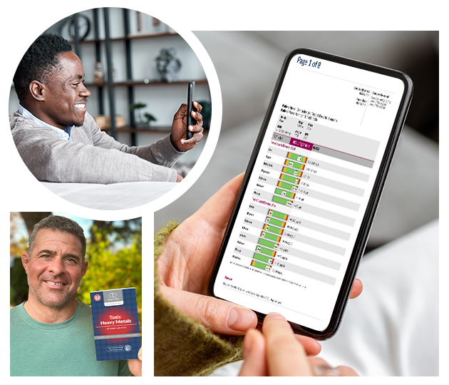 EquiLife Toxic Heavy Metals Test results shown on a phone
