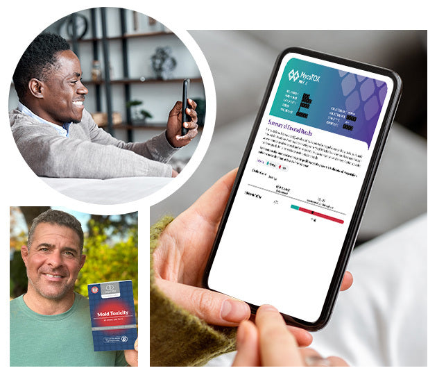 EquiLife Mold Toxicity Test results shown on a phone