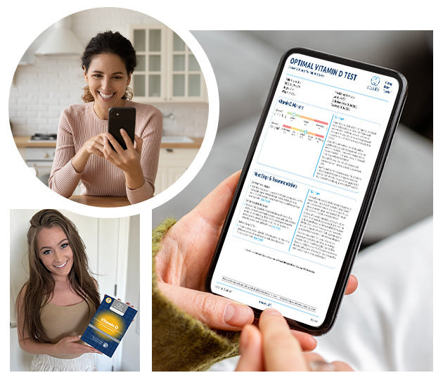 EquiLife Optimal Vitamin D Test results shown on a phone