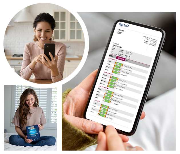EquiLife Sleep and Stress Test results shown on a phone