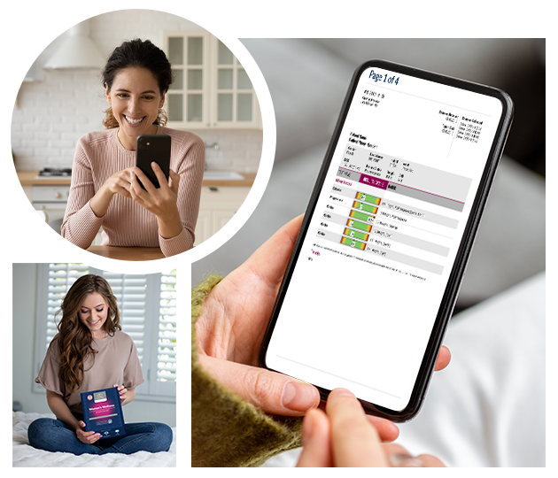 EquiLife Women's Wellness Test results shown on a phone