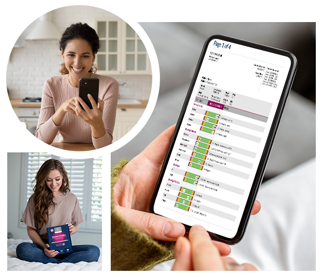 EquiLife Women's Menopause & Fertility Test results shown on a phone