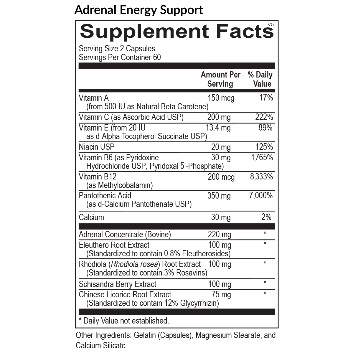 Adrenal Support Supplement for Anxiety Relief Energy Items Wellness Formula 60ct